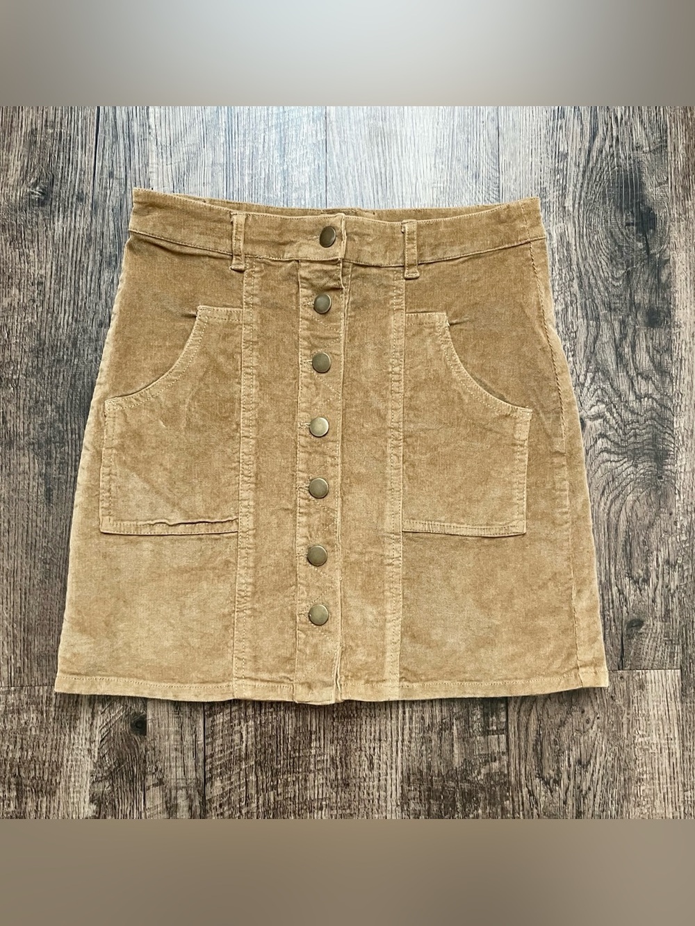 Altar’d State Women’s Medium Button-Front Corduroy Mini Skirt